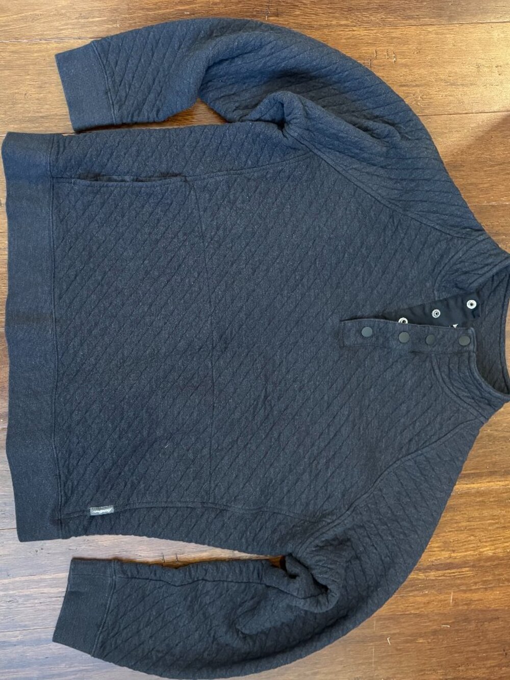 Eddie Bauer Waffleknit Sweater, Men's XL, Dark Grey, Front Pocket, Snap Collar